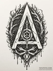 Oak rune glowing beneath moss, ink illustrati... - эскиз тату (№1752322107_0, 12.07.2025 12:08) — Tatufoto.com