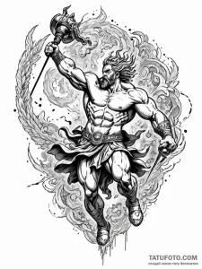 Zeus hurling a thunderbolt from mount olympus... - эскиз тату (№1752322609_0, 12.07.2025 12:16) — Tatufoto.com