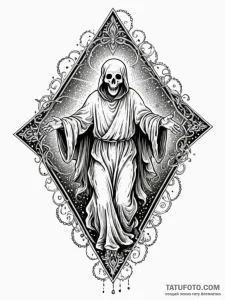 Urn with a ghost escaping from it, concept ar... - эскиз тату (№1752322692_0, 12.07.2025 12:18) — Tatufoto.com