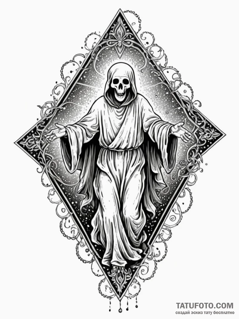 Urn with a ghost escaping from it, concept ar… — эскиз тату (№1752322692_0, 12.07.2025 12:18) — Tatufoto.com