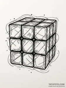 Rubik's cube, solved or scrambled, tattoo lin... - эскиз тату (№1752322775_0, 12.07.2025 12:19) — Tatufoto.com