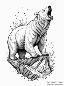 Arctic bear roaring on cliff, tattoo flash sh... - эскиз тату (№1752323027_0, 12.07.2025 12:23) — Tatufoto.com