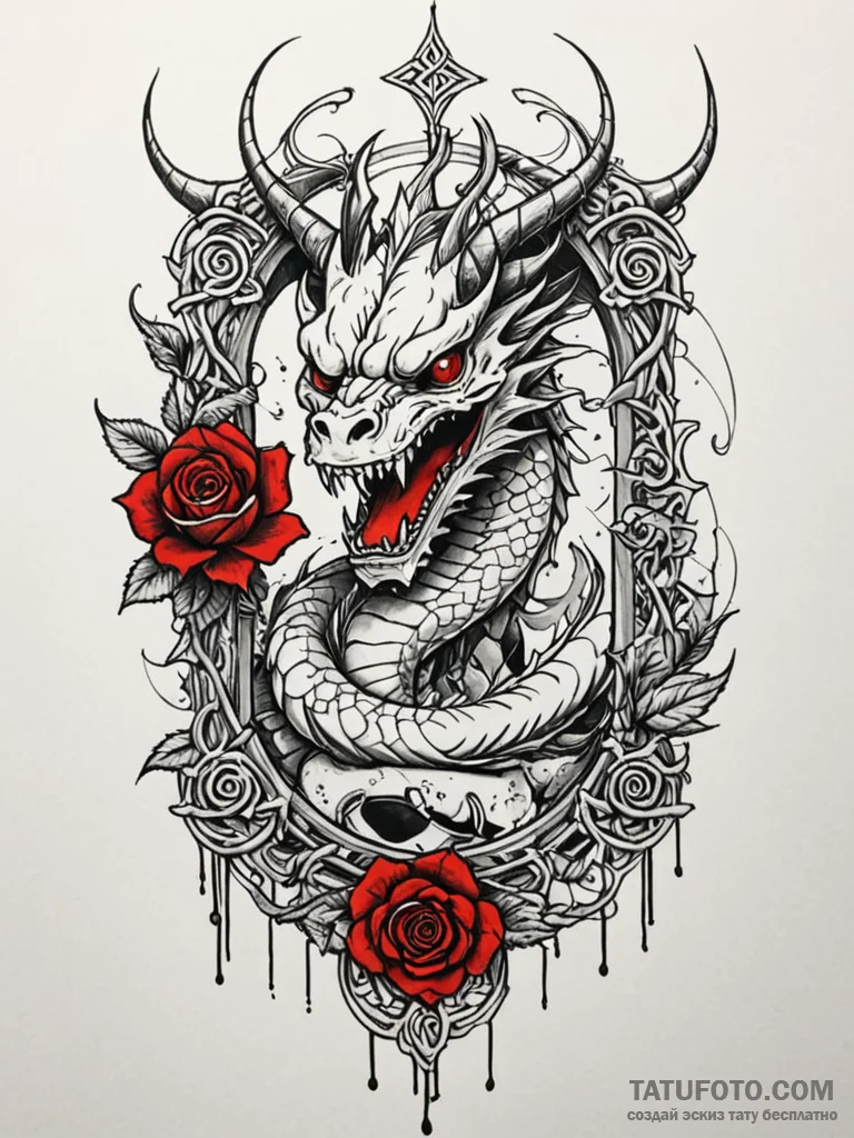 Kimono dragon beneath spectral gate, tattoo d... - эскиз тату (№1752323276_0, 12.07.2025 12:27) — Tatufoto.com