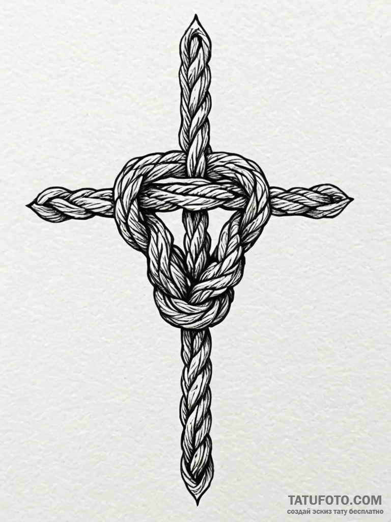 Sailor's knot tied in a delicate, golden rope... - эскиз тату (№1752323360_0, 12.07.2025 12:29) — Tatufoto.com