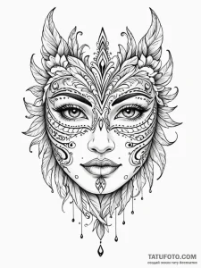Mask, half happy, half sad, pixelated, tattoo... - эскиз тату (№1752323444_0, 12.07.2025 12:30) — Tatufoto.com