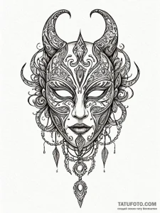 Mask cracked with runic scars, tattoo sketch... - эскиз тату (№1752323611_0, 12.07.2025 12:33) — Tatufoto.com