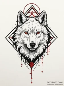 Arcane wolf with floating runes, tattoo line... - эскиз тату (№1752323695_0, 12.07.2025 12:34) — Tatufoto.com
