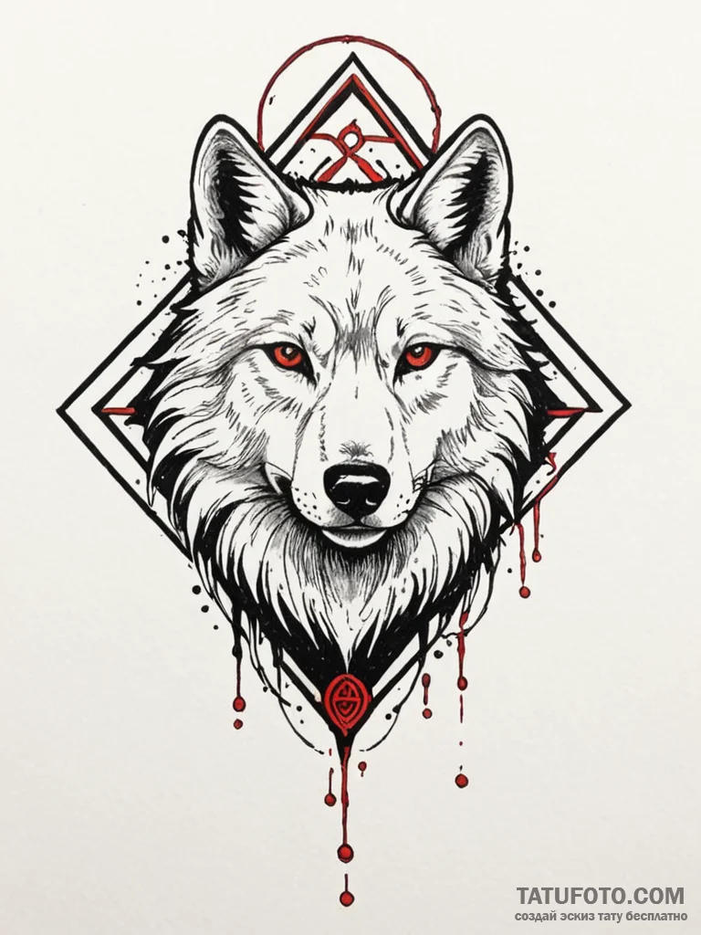 Arcane wolf with floating runes, tattoo line… — эскиз тату (№1752323695_0, 12.07.2025 12:34) — Tatufoto.com
