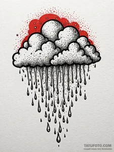Rain cloud from which drops of crystal are fa... - эскиз тату (№1752323779_0, 12.07.2025 12:36) — Tatufoto.com