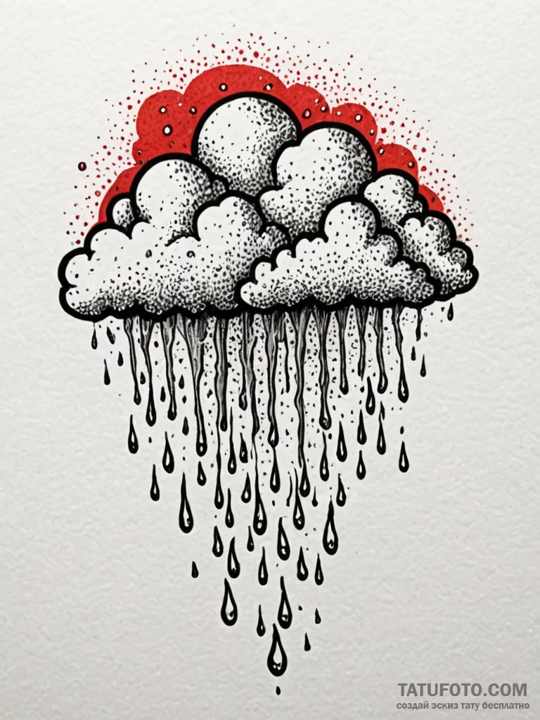 Rain cloud from which drops of crystal are fa… — эскиз тату (№1752323779_0, 12.07.2025 12:36) — Tatufoto.com