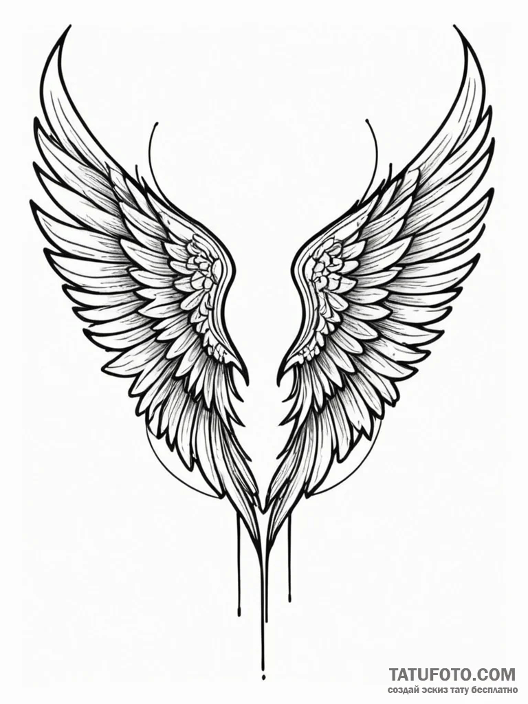 Wings, artistic tattoo sketch, blackwork tatt... - эскиз тату (№1752323863_0, 12.07.2025 12:37) — Tatufoto.com