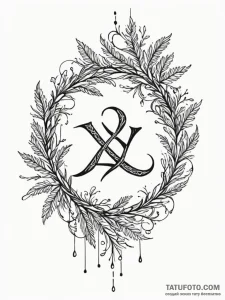 Pine branch etched with runes, tattoo sketch... - эскиз тату (№1752324196_0, 12.07.2025 12:43) — Tatufoto.com