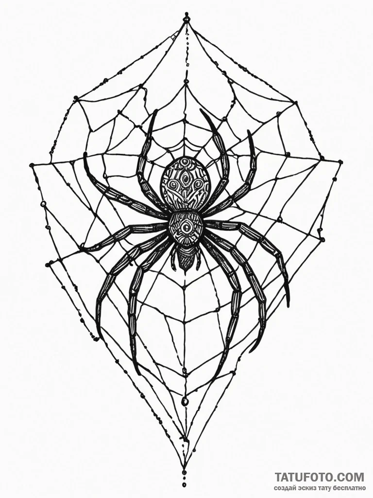 Spider relic beneath celestial rift, ink illu... - эскиз тату (№1752324280_0, 12.07.2025 12:44) — Tatufoto.com
