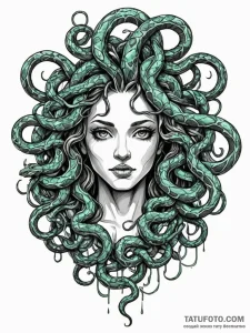 Medusa's head with snakes of living shadow, t... - эскиз тату (№1752324363_0, 12.07.2025 12:46) — Tatufoto.com