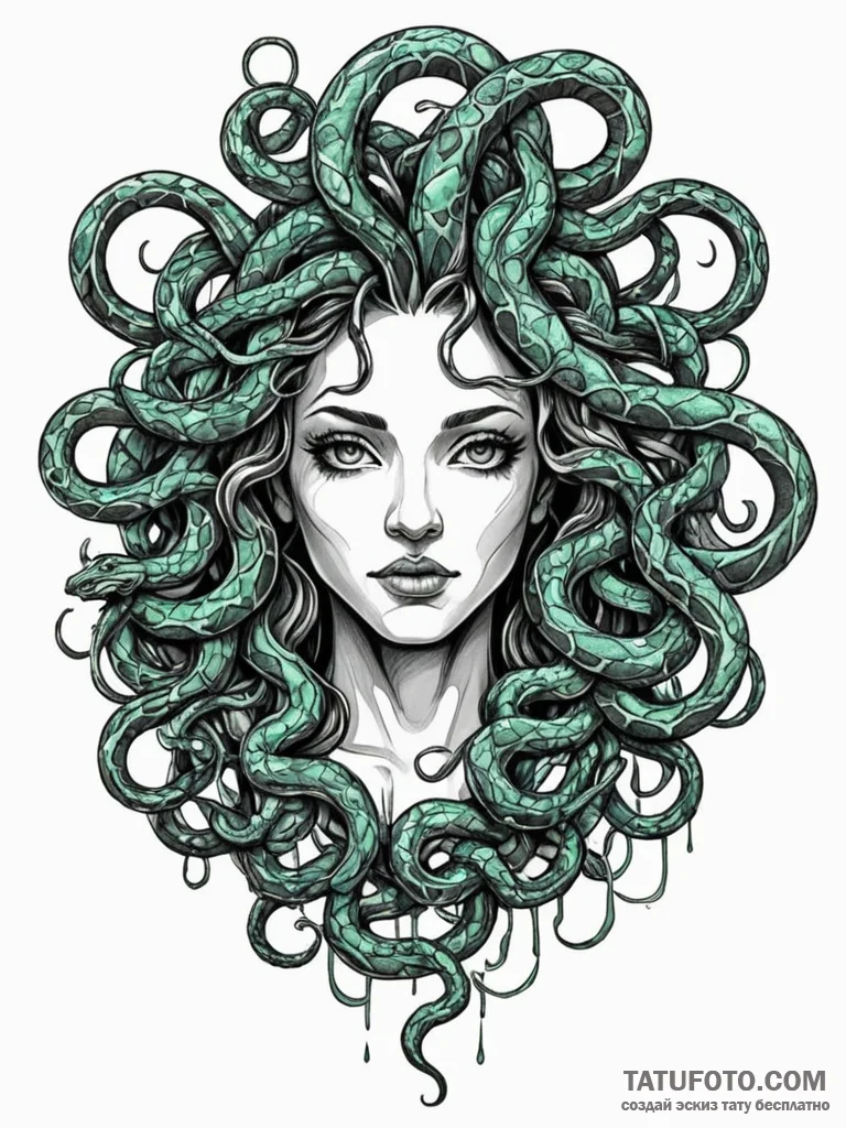Medusa's head with snakes of living shadow, t... - эскиз тату (№1752324363_0, 12.07.2025 12:46) — Tatufoto.com