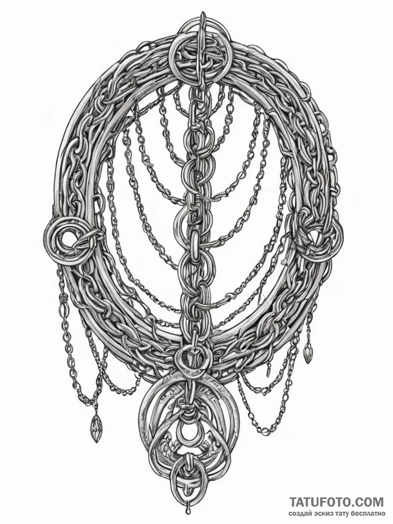 Ivory chains wrapped around relic, concept ar… — эскиз тату (№1752324531_0, 12.07.2025 12:48) — Tatufoto.com