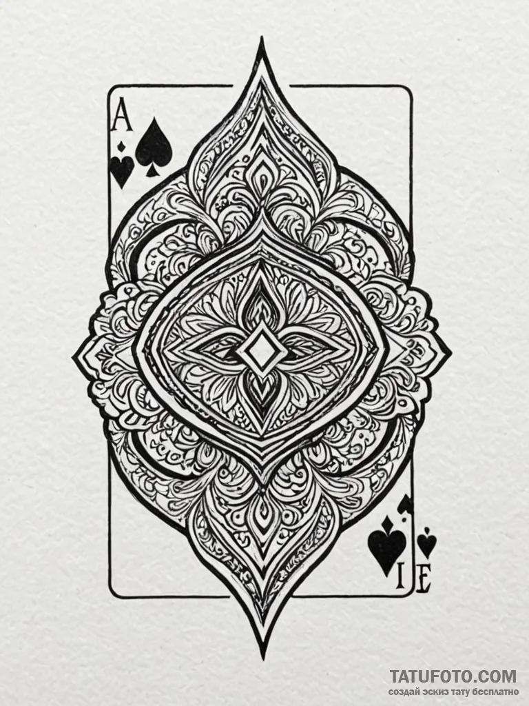 Playing card, ace of hearts, tattoo drawing o… — эскиз тату (№1752324698_0, 12.07.2025 12:51) — Tatufoto.com