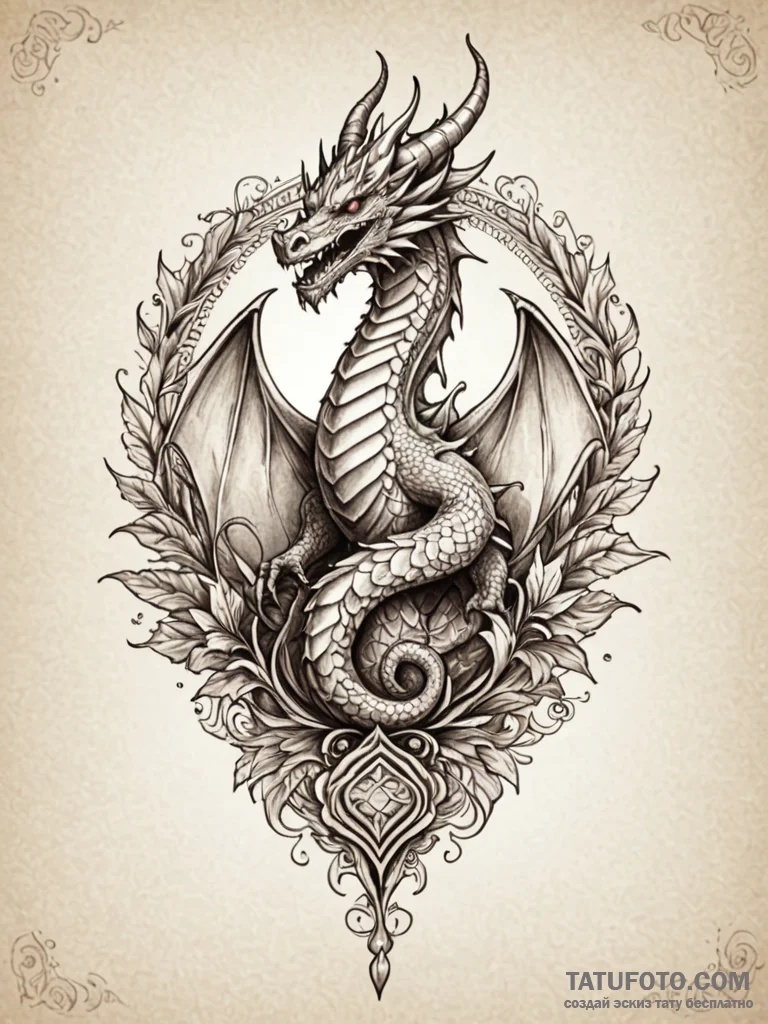 Dragon spire crowned in gold, tattoo sketch d... - эскиз тату (№1752324866_0, 12.07.2025 12:54) — Tatufoto.com