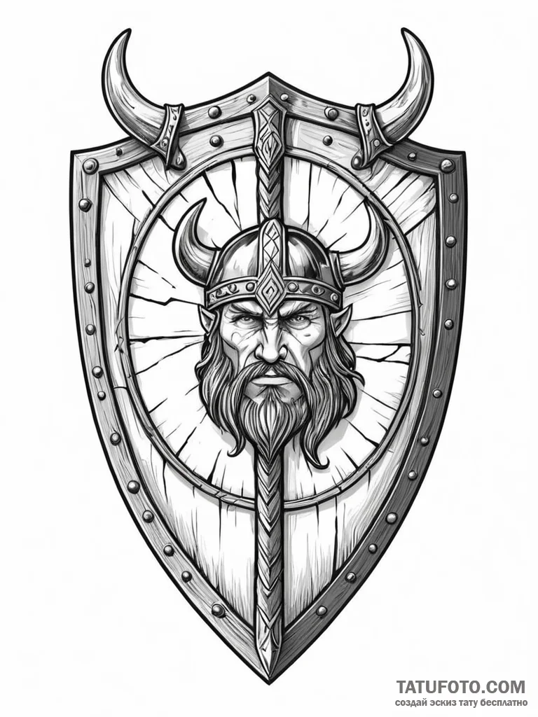 A broken viking shield - эскиз тату (№1752325200_0, 12.07.2025 13:00) — Tatufoto.com
