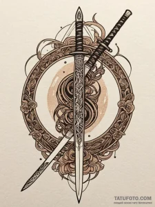 Katana blade shimmering with runes, tattoo fl... - эскиз тату (№1752325283_0, 12.07.2025 13:01) — Tatufoto.com
