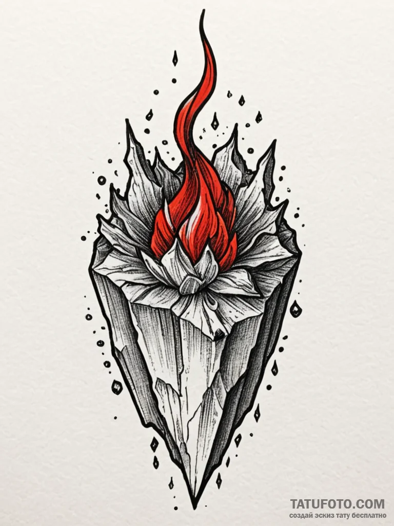 Earth cracking open to reveal a core of cryst... - эскиз тату (№1752325952_0, 12.07.2025 13:12) — Tatufoto.com