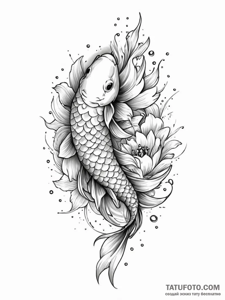 Koi - эскиз тату (№1752326035_0, 12.07.2025 13:13) — Tatufoto.com