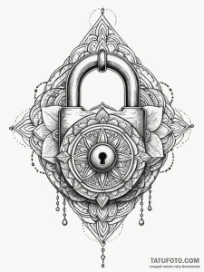 Ancient book with chained lock, tattoo drawin... - эскиз тату (№1752326117_0, 12.07.2025 13:15) — Tatufoto.com