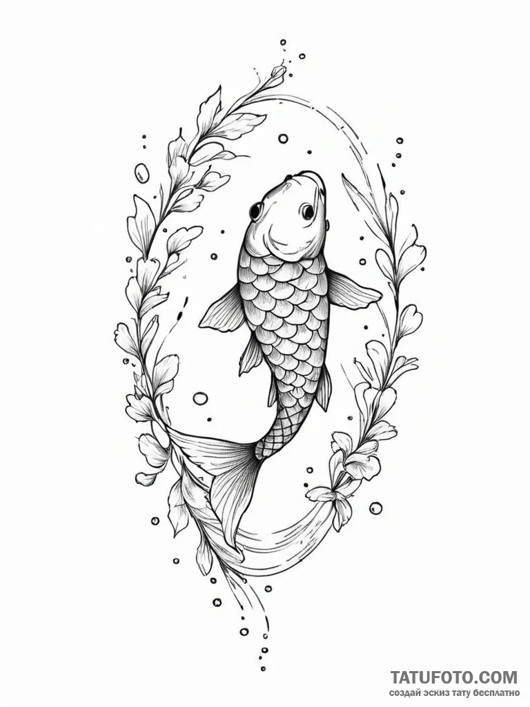 Holographic koi fish swimming through the air… — эскиз тату (№1752326450_0, 12.07.2025 13:20) — Tatufoto.com