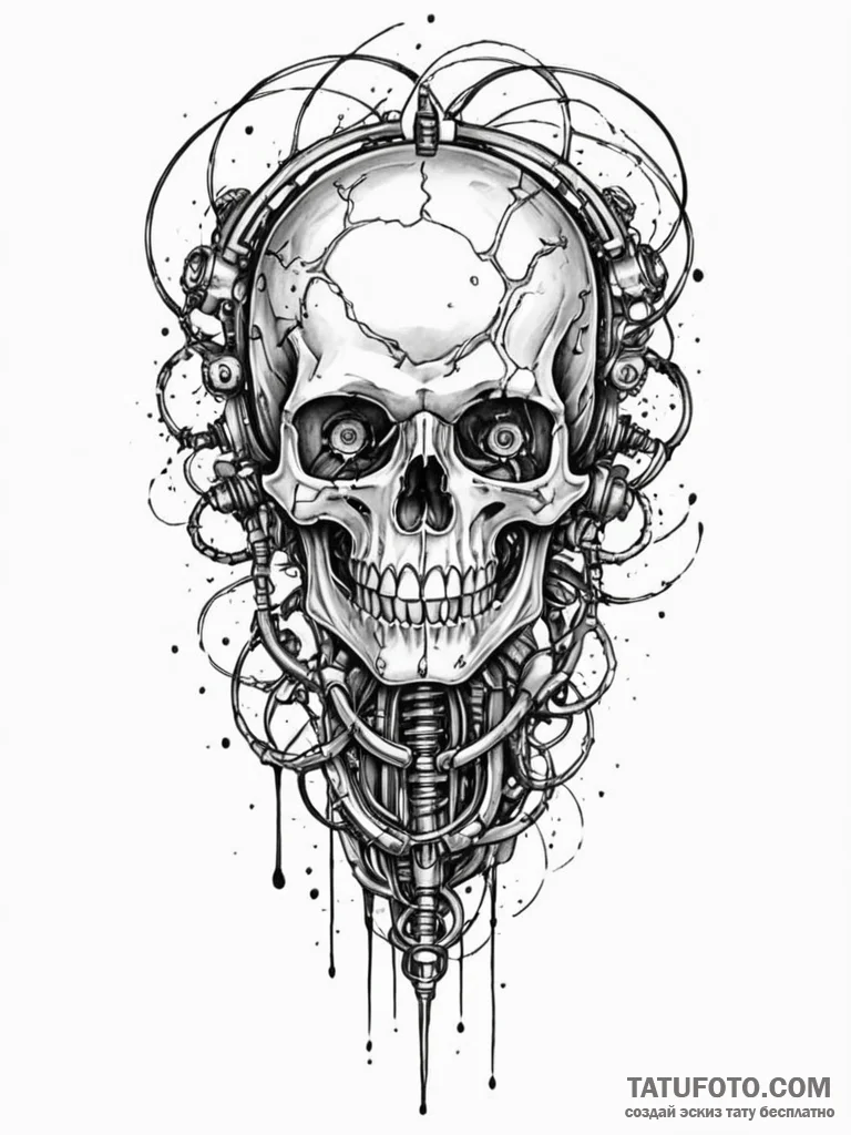 Unzipping skin to reveal a mechanical endoske... - эскиз тату (№1752327197_0, 12.07.2025 13:33) — Tatufoto.com