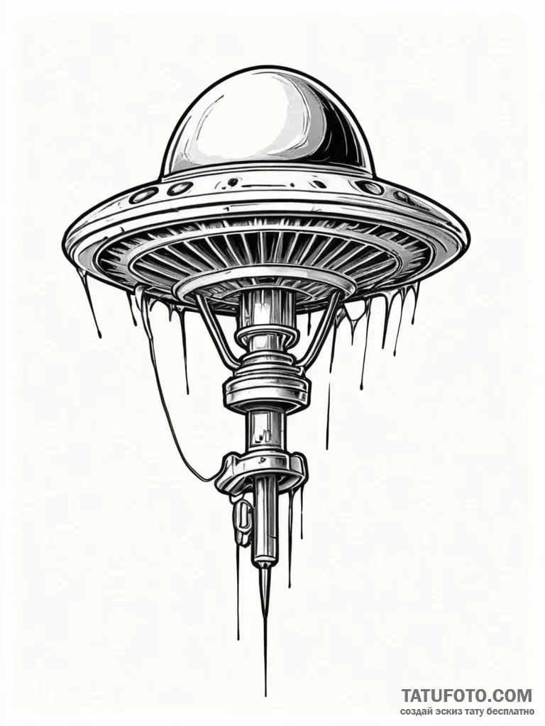 Parabolic microphone aimed at a silent, alien... - эскиз тату (№1752327450_0, 12.07.2025 13:37) — Tatufoto.com