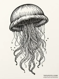 Glowing jellyfish with tentacles of pure ligh... - эскиз тату (№1752327535_0, 12.07.2025 13:38) — Tatufoto.com