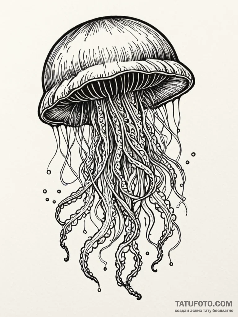 Glowing jellyfish with tentacles of pure ligh... - эскиз тату (№1752327535_0, 12.07.2025 13:38) — Tatufoto.com