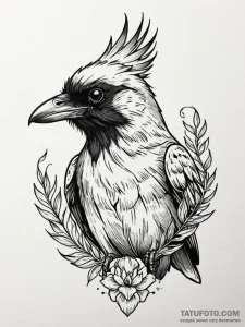 Desert crow with ember eyes, tattoo flash she... - эскиз тату (№1752328287_0, 12.07.2025 13:51) — Tatufoto.com