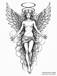 Angel of chaos with multiple wings, tattoo li... - эскиз тату (№1752328371_0, 12.07.2025 13:52) — Tatufoto.com