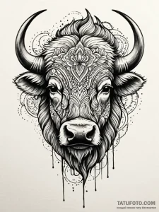 Buffalo, tattoo flash sheet design, highly de... - эскиз тату (№1752328787_0, 12.07.2025 13:59) — Tatufoto.com