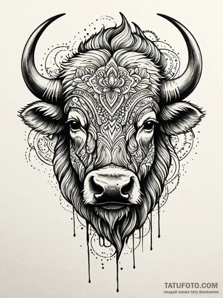 Buffalo, tattoo flash sheet design, highly de... - эскиз тату (№1752328787_0, 12.07.2025 13:59) — Tatufoto.com