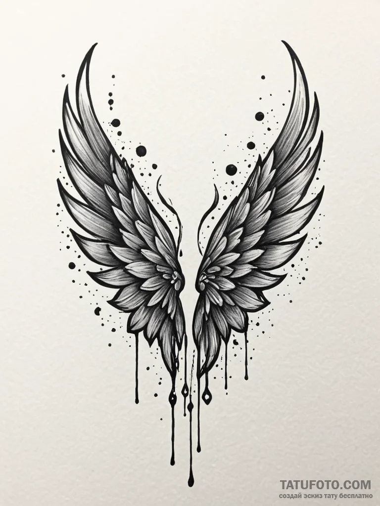 Jade wings catching starlight, tattoo sketch... - эскиз тату (№1752328872_0, 12.07.2025 14:01) — Tatufoto.com