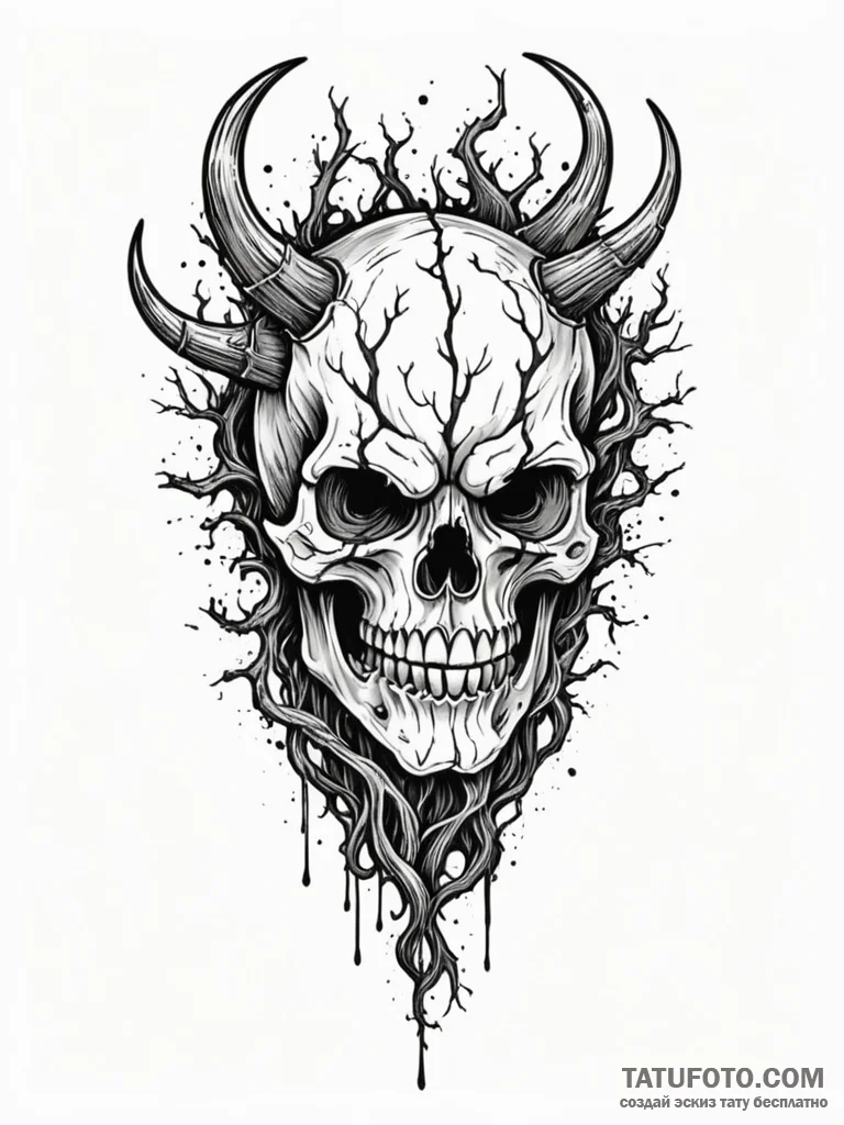 Oak roots devouring broken helm, tattoo sketc… — эскиз тату (№1752329124_0, 12.07.2025 14:05) — Tatufoto.com