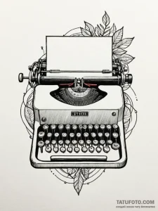 Typewriter, tattoo line art, minimalist appro... - эскиз тату (№1752329292_0, 12.07.2025 14:08) — Tatufoto.com