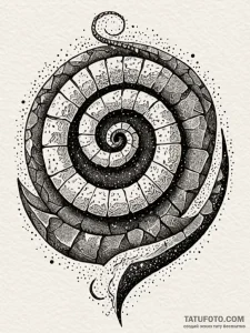 Runestone serpent spiraling through void, ink... - эскиз тату (№1752329627_0, 12.07.2025 14:13) — Tatufoto.com