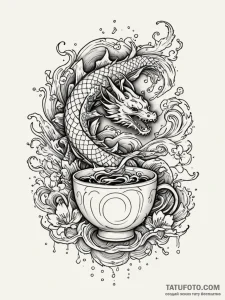 Porcelain cup spilling starlight, tattoo draw... - эскиз тату (№1752330043_0, 12.07.2025 14:20) — Tatufoto.com