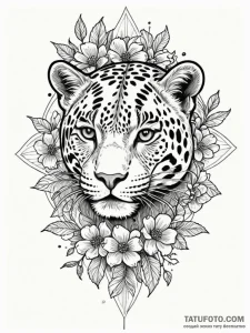 Jaguar blade beneath celestial bloom, artisti... - эскиз тату (№1752330210_0, 12.07.2025 14:23) — Tatufoto.com