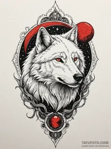 Spectral wolf beneath crimson moon, tattoo sk... - эскиз тату (№1752330546_0, 12.07.2025 14:29) — Tatufoto.com