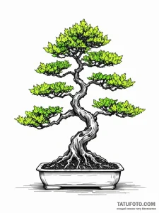 Bonsai tree with neon leaves growing from a d... - эскиз тату (№1752330963_0, 12.07.2025 14:36) — Tatufoto.com