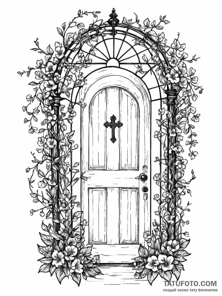 Birdcage, door open, with a vine of flowers g... - эскиз тату (№1752331131_0, 12.07.2025 14:38) — Tatufoto.com
