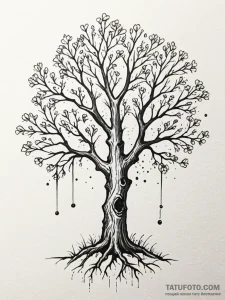 Nebula blossom beneath bone tree, artistic ta... - эскиз тату (№1752331467_0, 12.07.2025 14:44) — Tatufoto.com