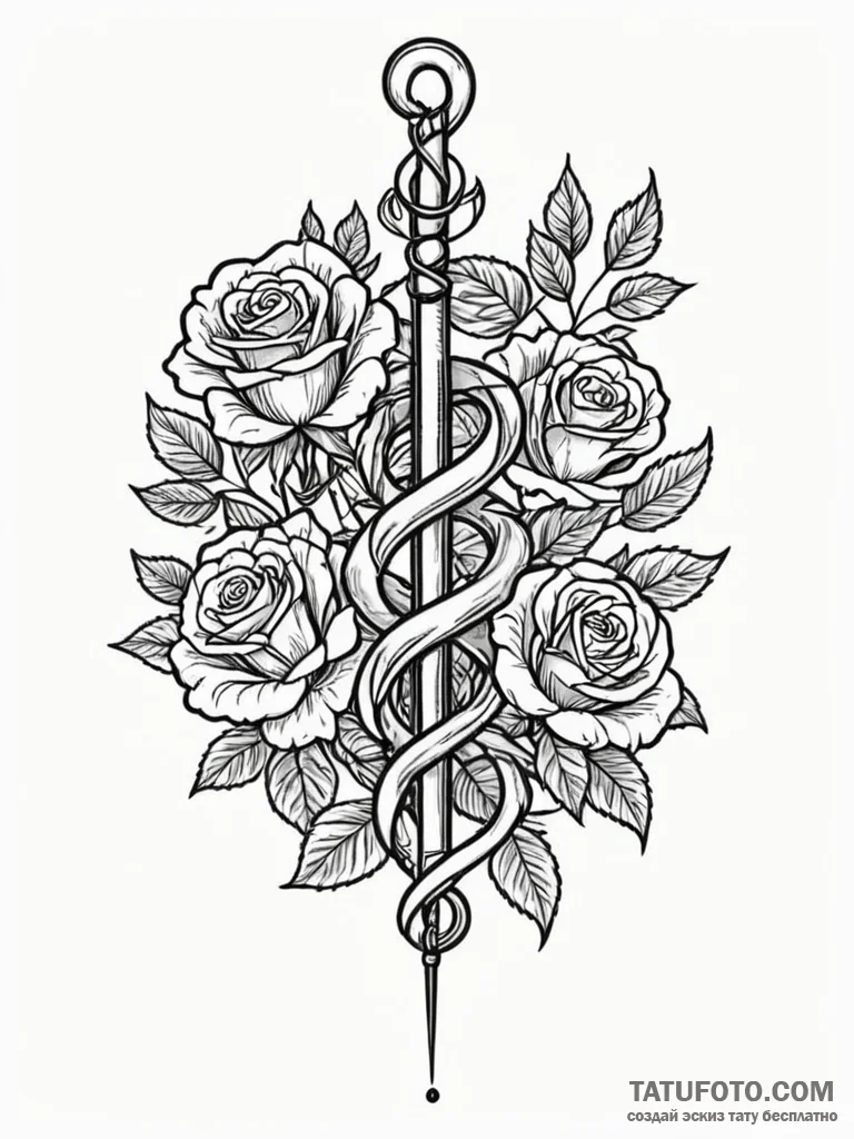 Rod of asclepius, the true symbol of medicine... - эскиз тату (№1752331551_0, 12.07.2025 14:45) — Tatufoto.com