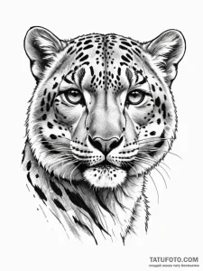 Snow leopard, ink illustration for tattoo, cl... - эскиз тату (№1752331719_0, 12.07.2025 14:48) — Tatufoto.com