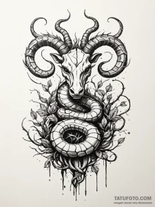 Horned serpent crowned with roots, concept ar... - эскиз тату (№1752332057_0, 12.07.2025 14:54) — Tatufoto.com