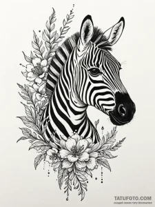 Zebra bones beneath spectral bloom, concept a... - эскиз тату (№1752332726_0, 12.07.2025 15:05) — Tatufoto.com
